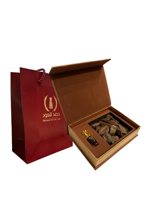 HASD-OUD Founding Day Gifting Box | Leather Gifting Box with Founding Day Sleeve Contains | Maroki Oud | Oud Oil | Gifting Bag - Image 3